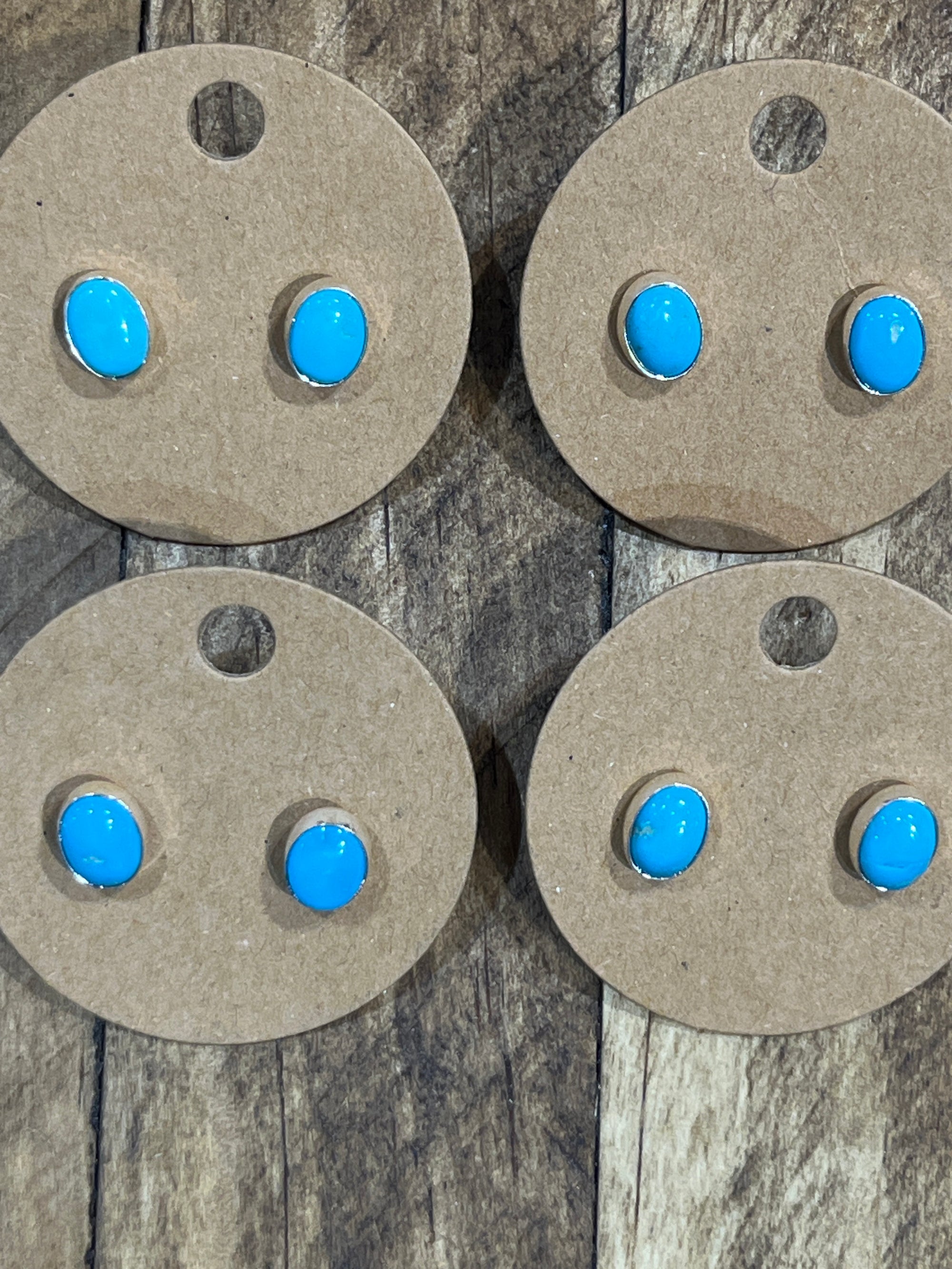 Sleeping Beauty Turquoise Oval Stud Earrings - 8mm