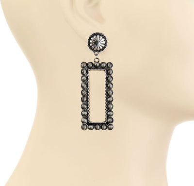 Lorena Concho Post Beaded Rectangle Earrings