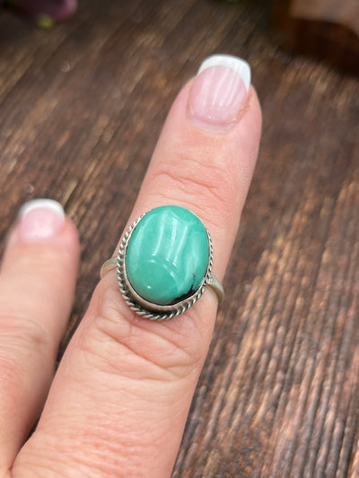 Sedona Green Turquoise Roped Sterling Ring