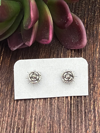 Govern Sterling Petite 3D Rose Earrings