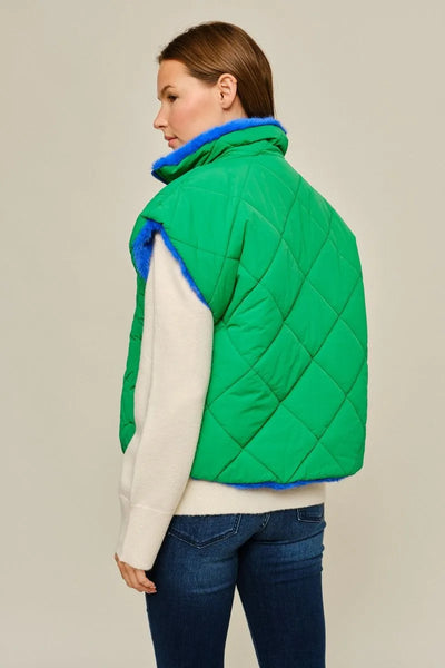 Kelly Green Puffer Fur Vest