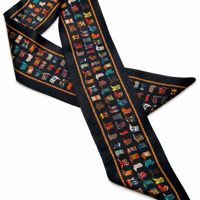 Western 100% Silk Twilly Ribbon Scarves