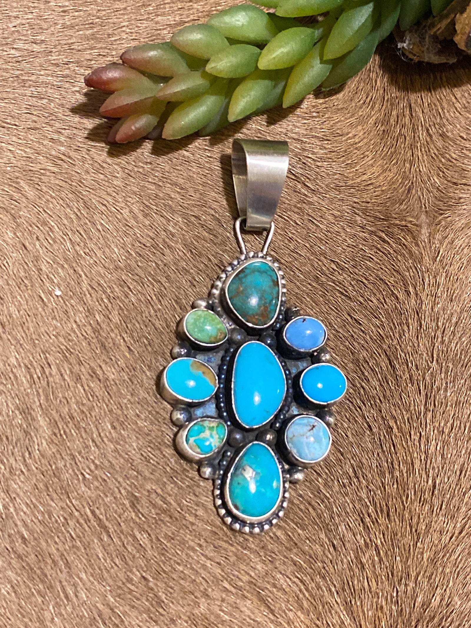Marion Turquoise Cluster Sterling Pendant