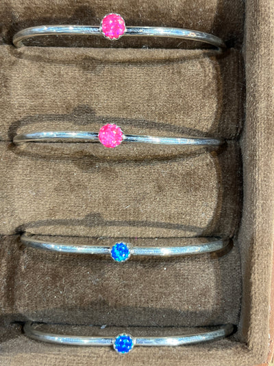 Nantuck Fire Opal Single Stone Slim Sterling Cuff