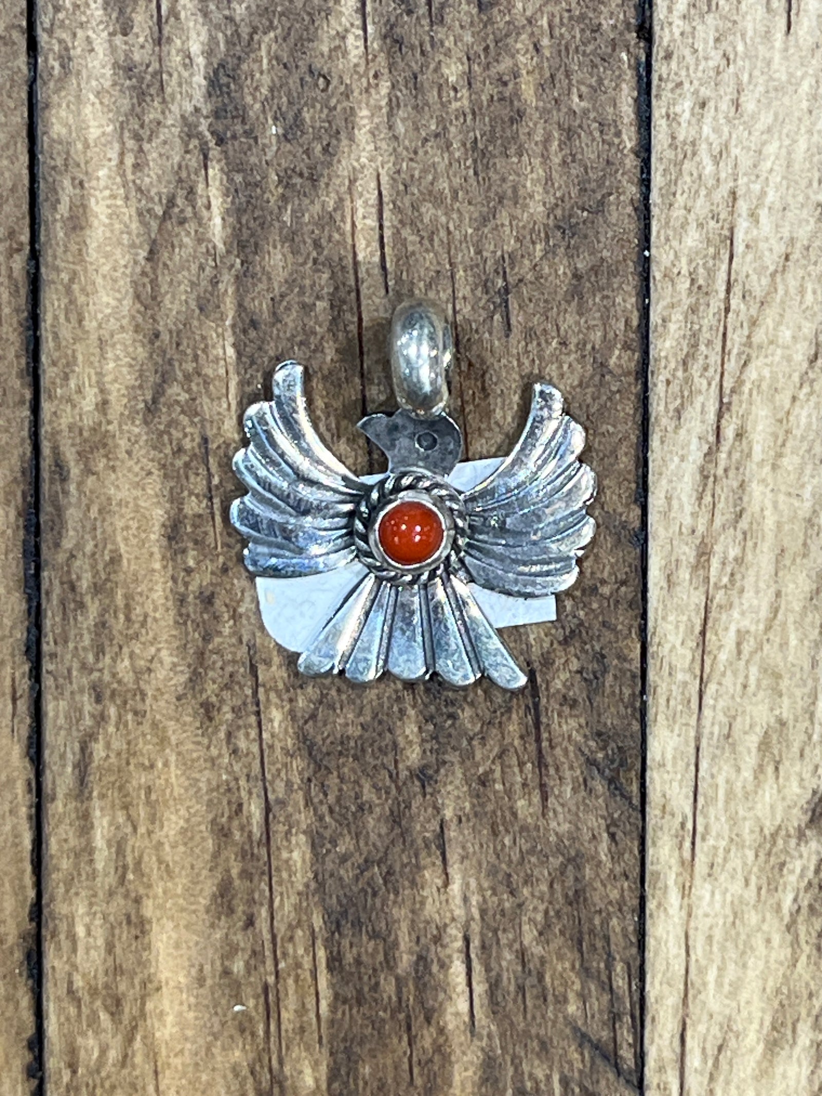 Wings Up Thunderbird Sterling Silver Pendant Stone Center