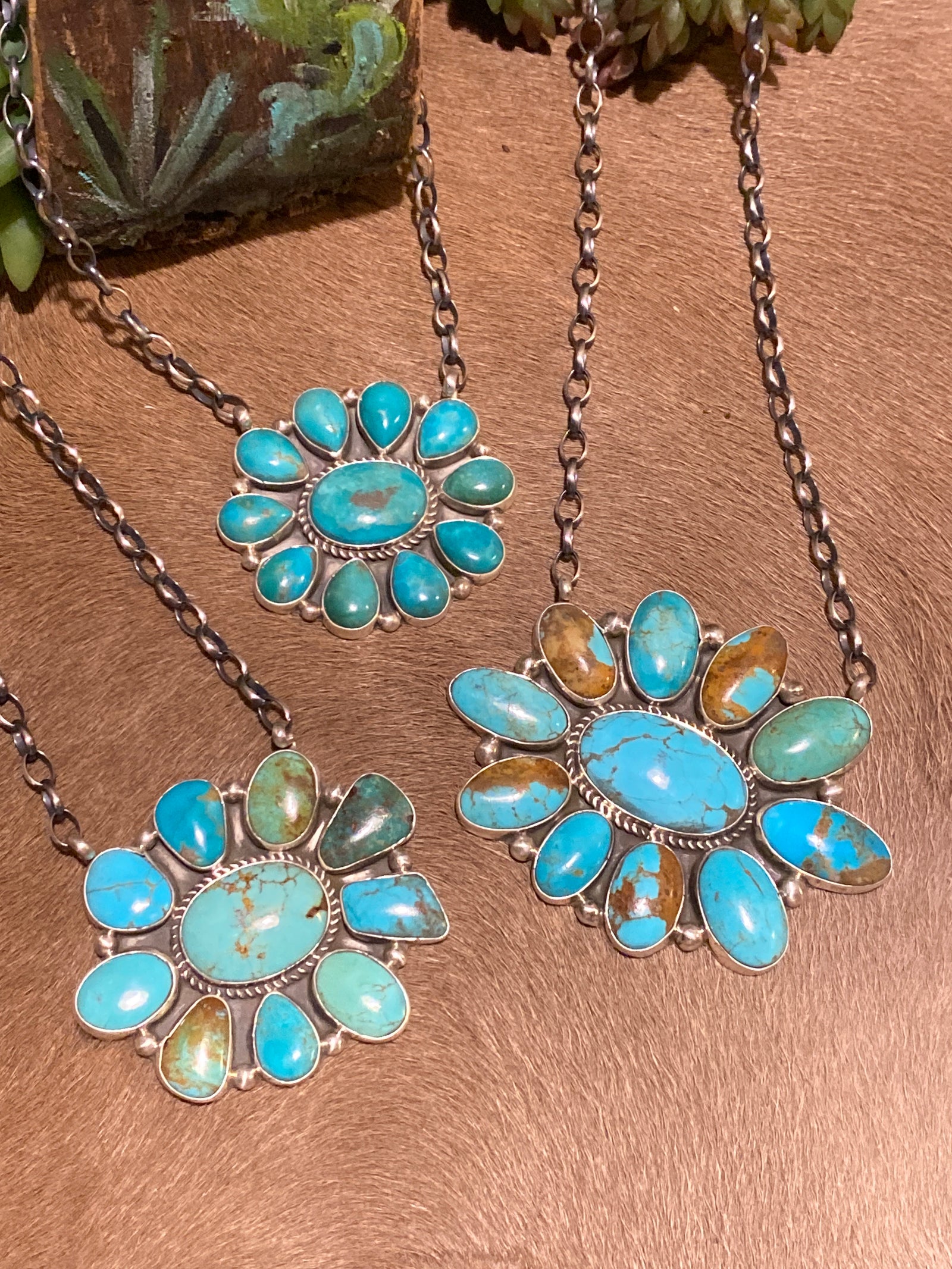 Berkeley Turquoise Multi Stone Flower Sterling Necklace - 20"