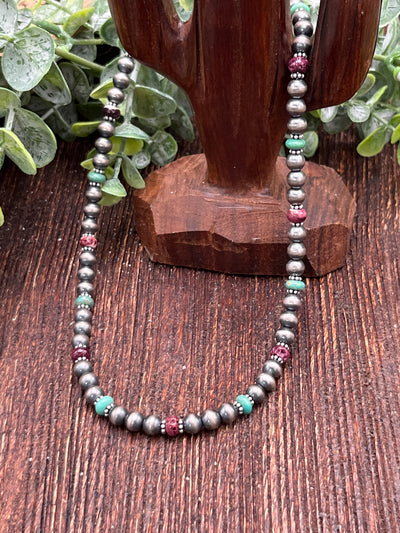 Clifton Sterling 6mm Navajo & Kingman & Purple Spiny Necklaces - 18"