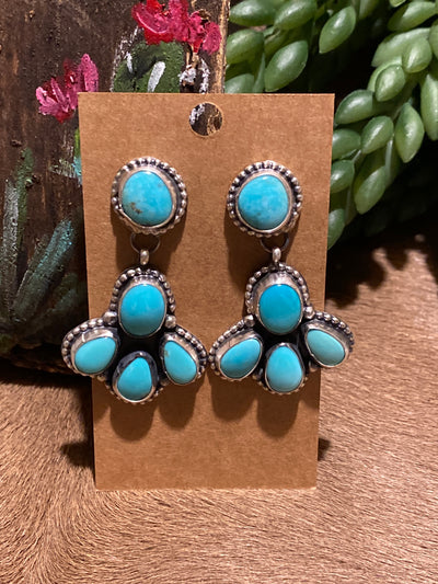 Rambler 5 Stone Turquoise Earrings - 2"