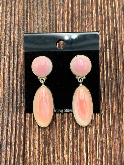 Bekka Sterling Double Stone Pink Conch Earrings