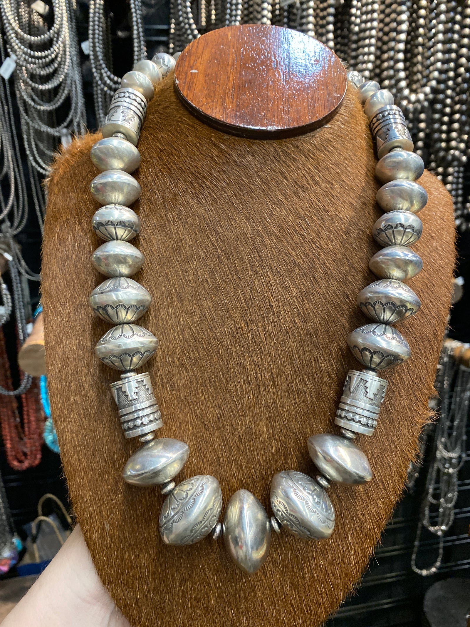 Manitoba Sterling XL Bead Stamped Necklace