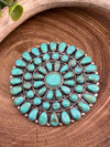 Virginia Sterling Turquoise Zuni Cluster Medallion Pin/Brooch