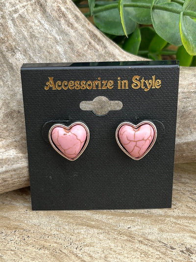 Love is In The Air Stone Heart Necklace & Earrings