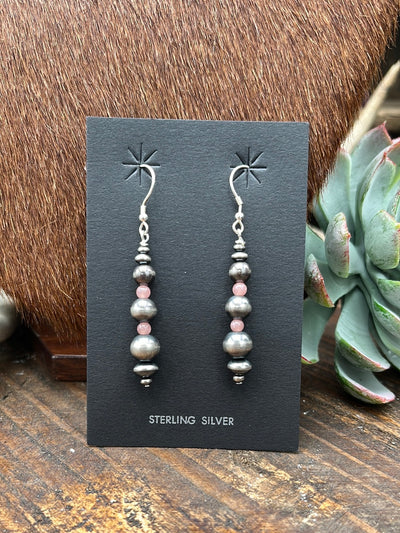 Navajo Pearl & Stone Drop Hook Earrings