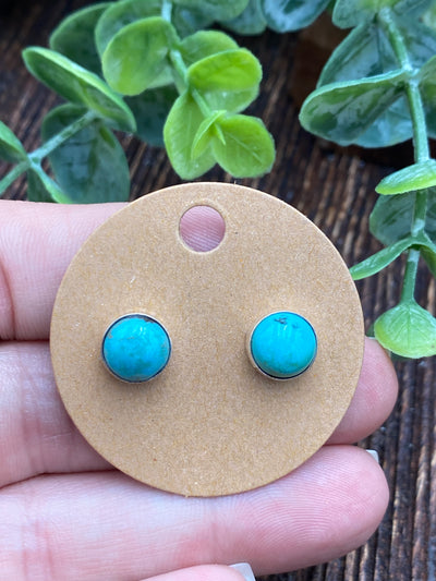Kenna 8mm Simple Round Turquoise Stud Earrings