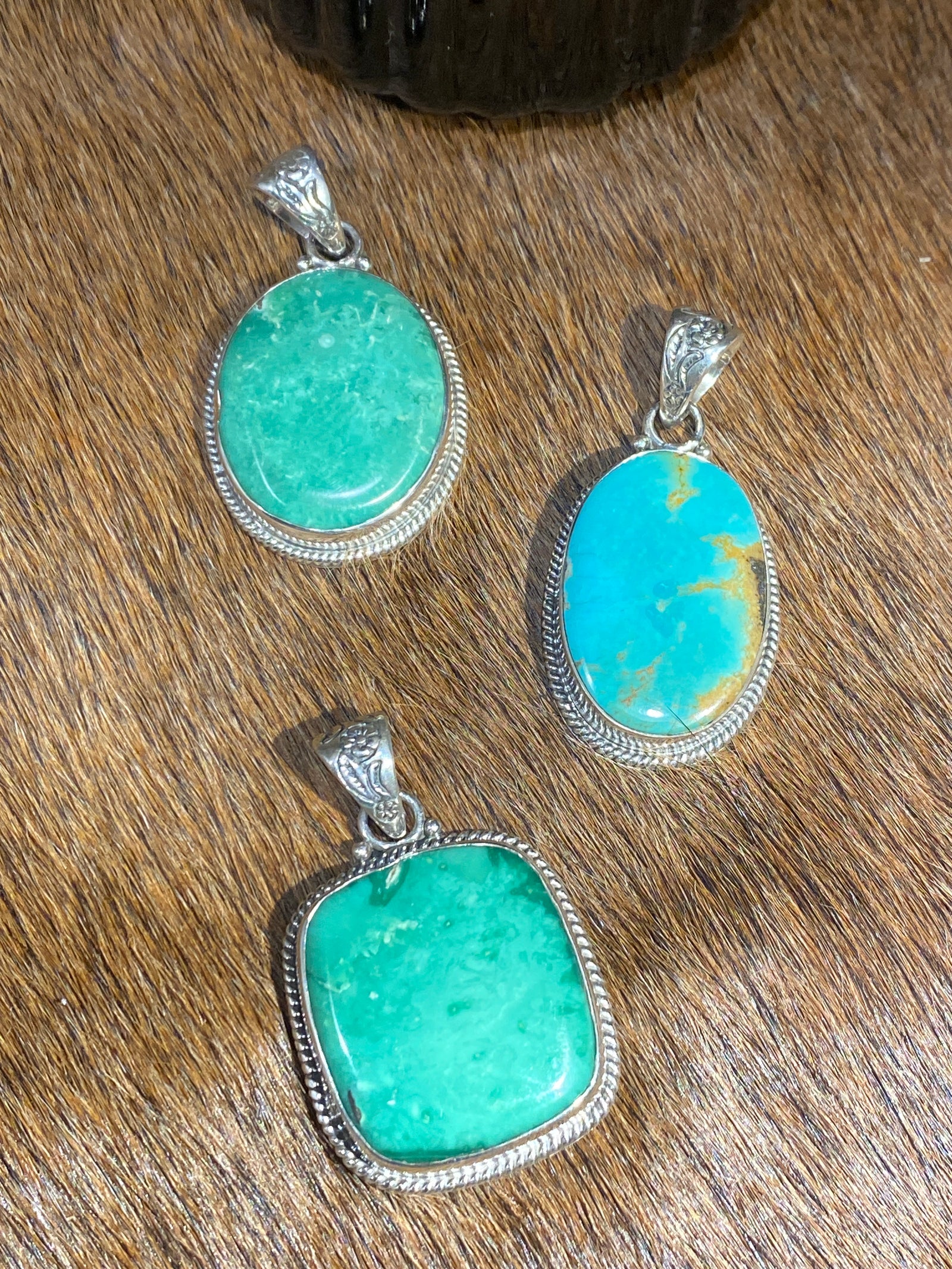 Kiersten Roped Sterling Single Stone Turquoise Pendant