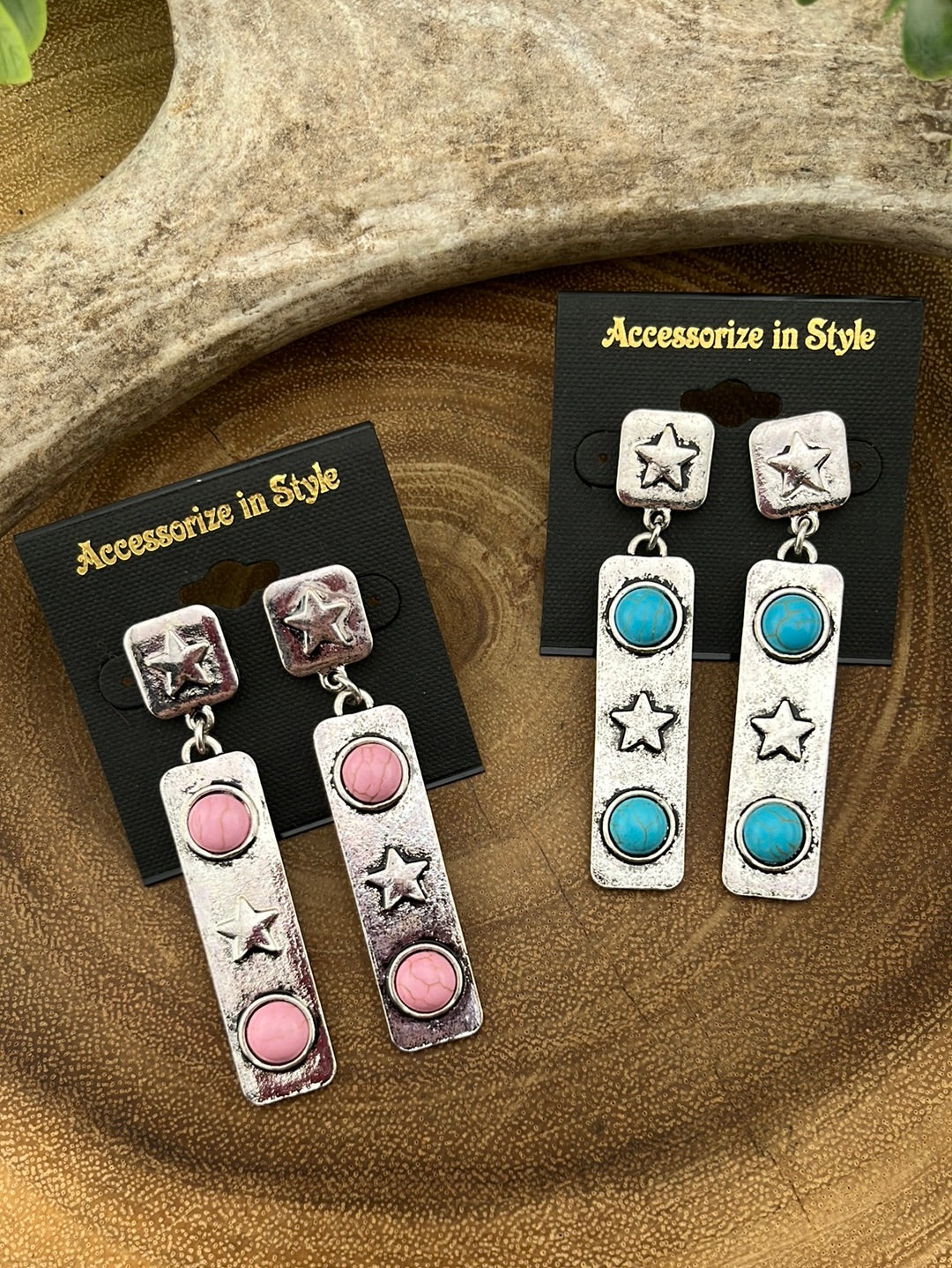 Superstar Stamped Bar Earrings