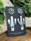 Sandy Sterling Concho Post Cactus Drop Earrings - Turquoise