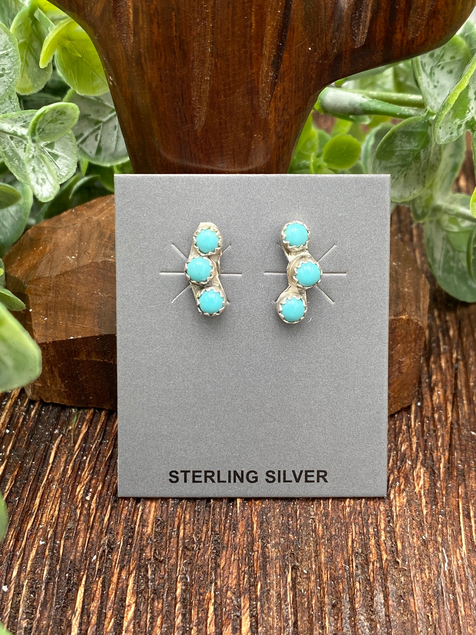 Stacey 3 Stud Turquoise Earrings