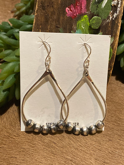 Rory Wire Teardrop 6mm Navajo Earrings - 2.4"