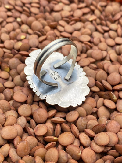 Antoinette Notched Sterling White Buffalo Teardrop Ring - Size 9