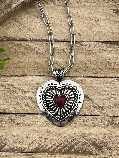 Love is In The Air Stone Heart Necklace & Earrings