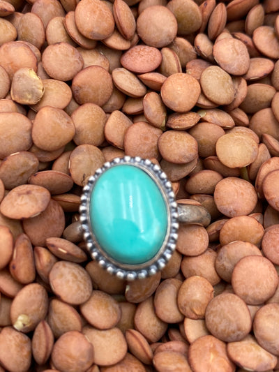 Goffstown Sterling Dot Framed Turquoise Ring