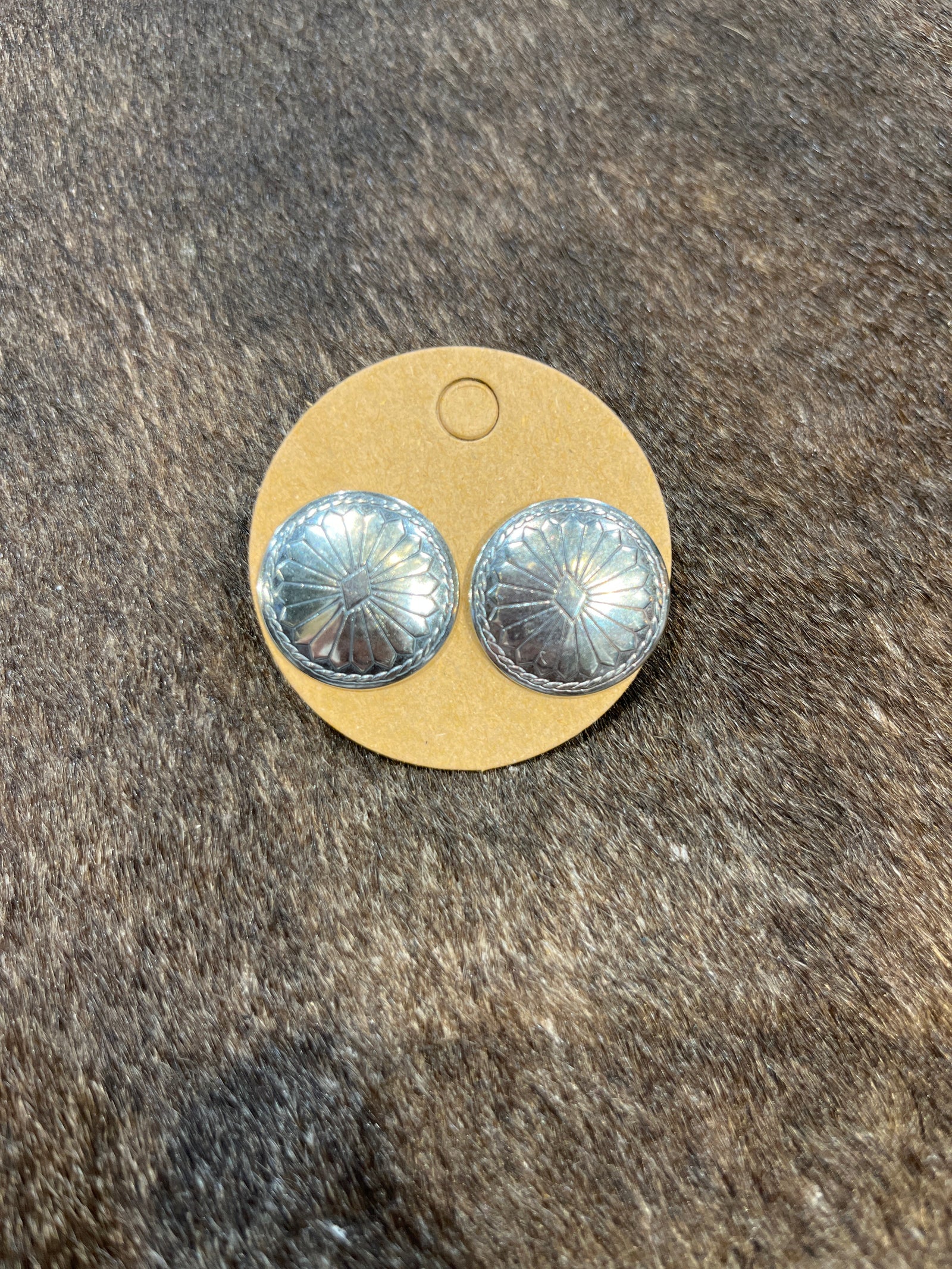 Helena Sterling Round Concho Post Earrings - Diamond Center