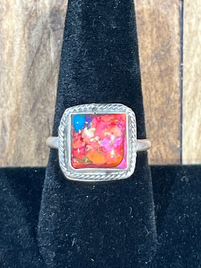 Viviane Sterling Square Turquoise Mojave Mix Sterling Ring