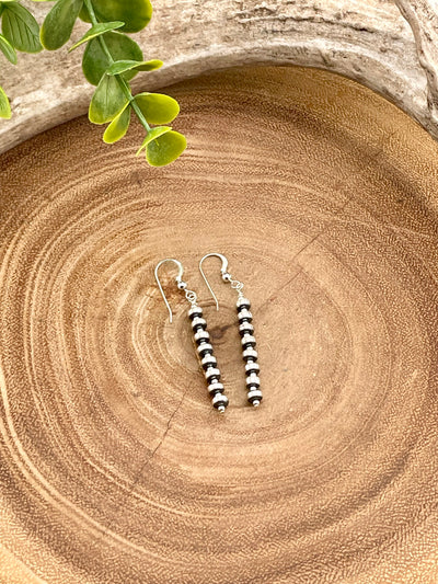 Brinson Stacked 5mm Navajo & Bead Fish Hook Earrings - 2"
