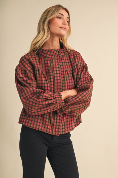 Plaid Bubble Hem Jacket