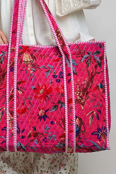 Botanical Velvet Quilted Tote Bag
