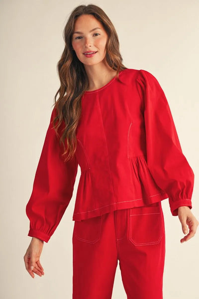 Red Peplum Blouse & Pants