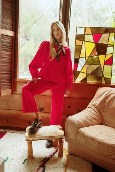 Red Peplum Blouse & Pants