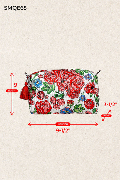 Floral Quilted Tassel Cosmetic Pouch Bag