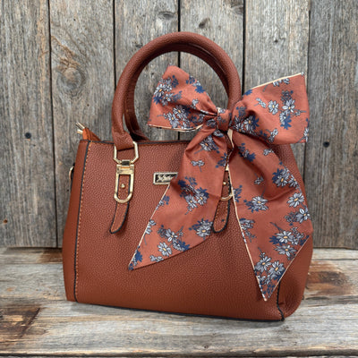 Brown and Tan Floral Skinny Mini Wild Rag Scarf / Cowgirl Necktie