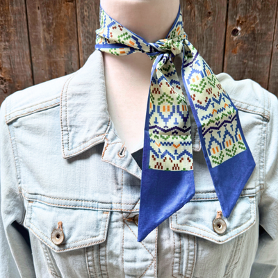 Blue and Green Western Skinny Mini Wild Rag Scarf / Cowgirl Necktie #TW122
