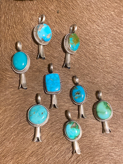 Parker Turquoise Flute Blossom Sterling Pendant