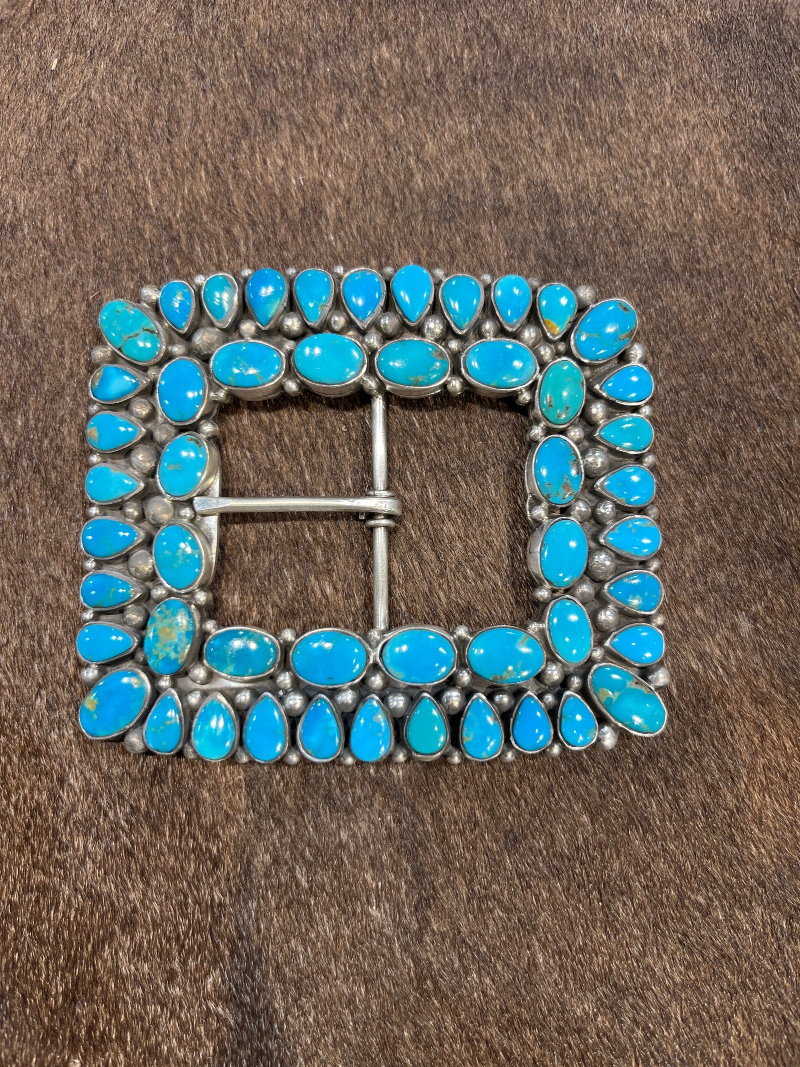 CJ Statement Turquoise Cluster Belt Buckle