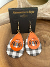 Plaid Orange Pumpkin Cutout Earrings