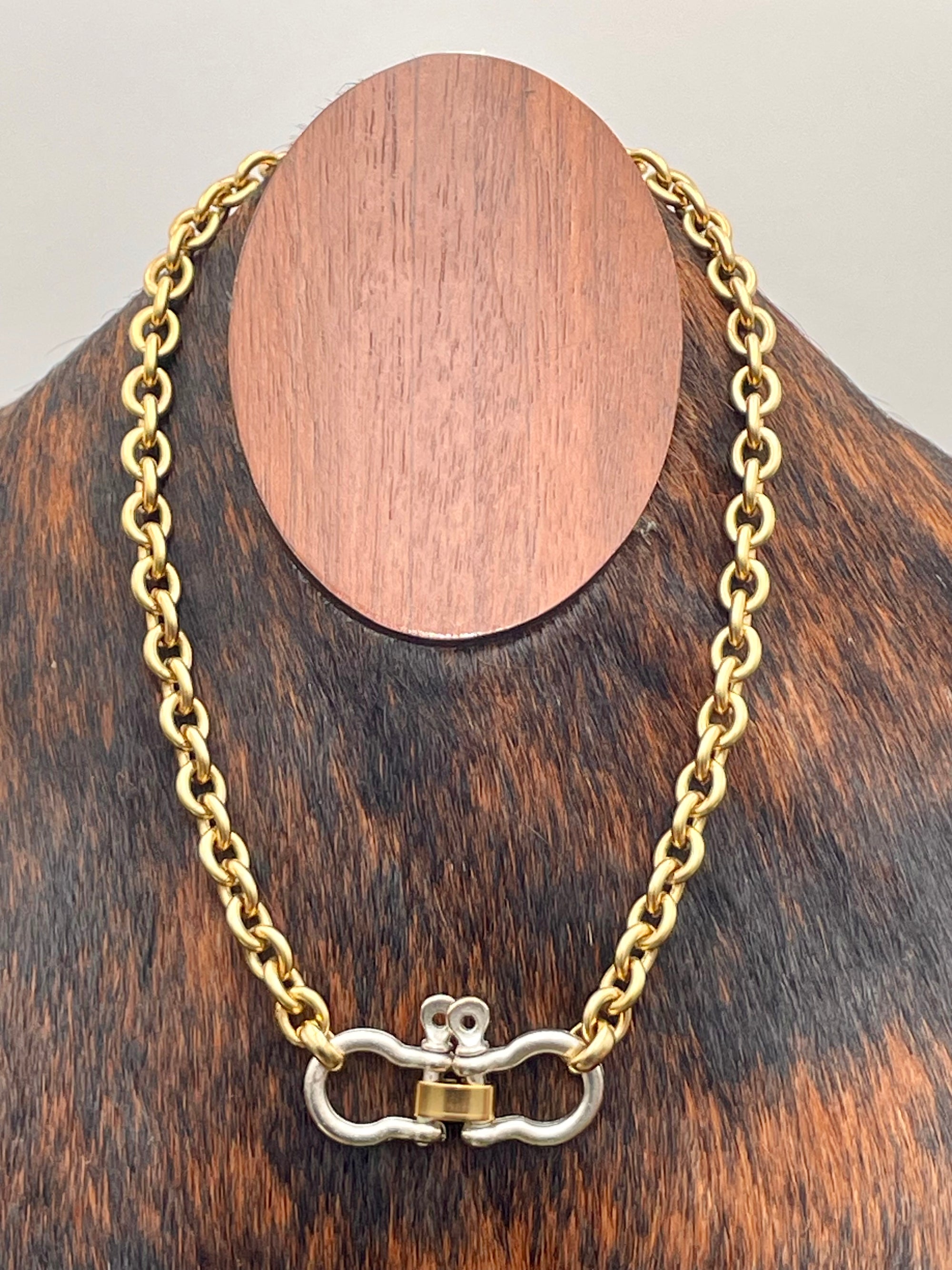 Two Tone Hinge Chain Necklace - 18"
