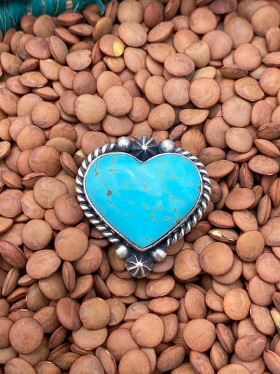 Burst of Love Sterling Turquoise Heart Adjustable Ring