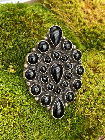 Eye Catching 23 Stone Onyx Cluster Statement Ring - Adjustable