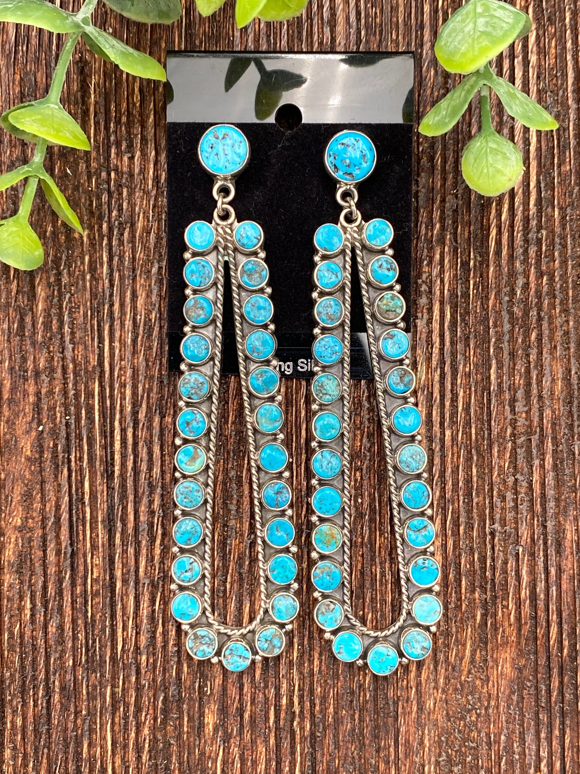 Frazier Natural Turquoise Long Teardrop Sterling Earrings - 3.75"