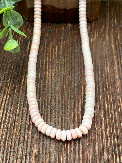 Candy Pink Conch Bead Necklace - 16"v