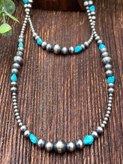 Strait Grouped Navajo & Tumbled Turquoise Necklace