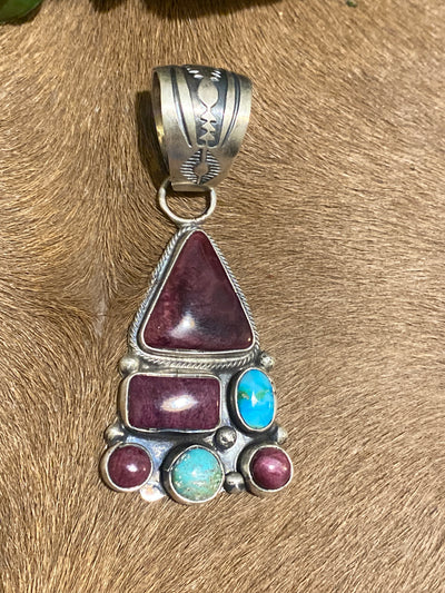 Alterra Turquoise & Purple Spiny Sterling Pendant