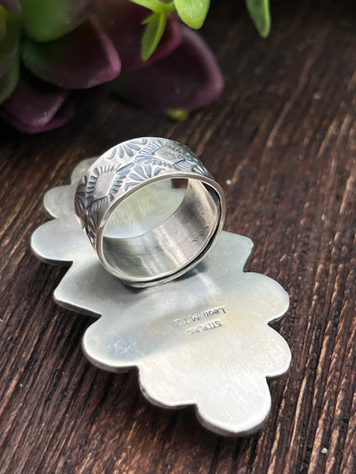 Opposing Teardrop Onyx Sterling Ring - Adjustable