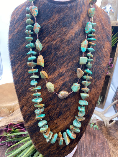 Venice Tumbled Turquoise & Brown Heishi Necklace - 32"