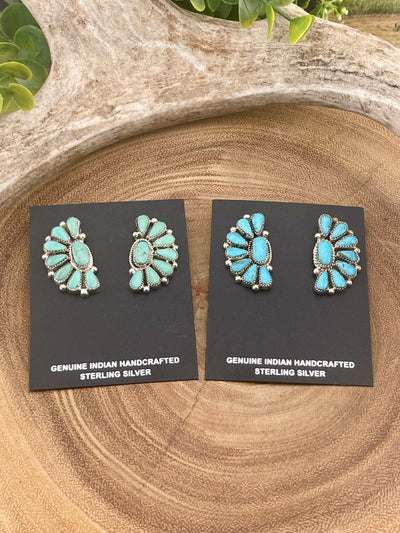 Kingman Sterling Half Moon Cluster Earrings