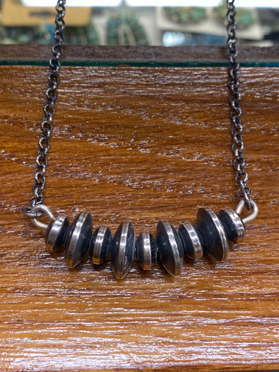 Oasis Link Chain With 9 Varied Navajo Center Saucers - Silver